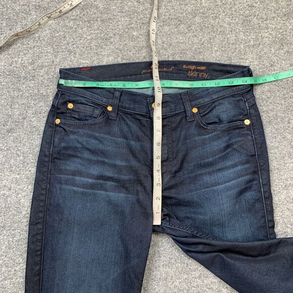 7 For All Mankind Jeans Womens 28 Blue Denim High Waist Skinny Ankle Whiskered - Picture 3 of 11